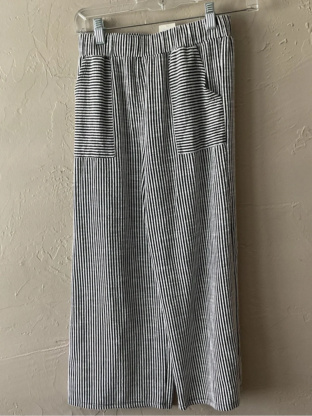Lily Bleu Black & White Striped Tie-Front top and cropped pants